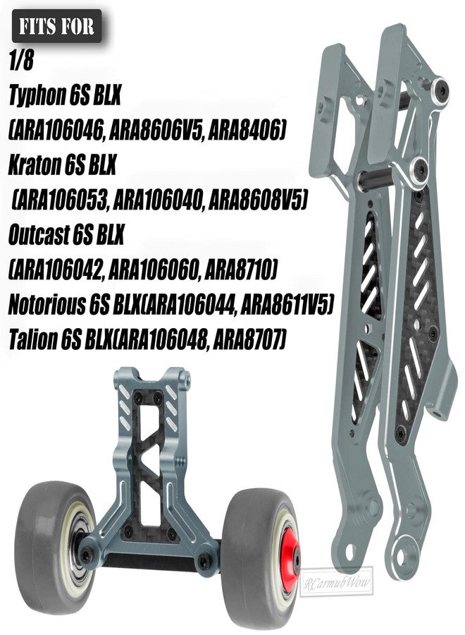 RcarmubWow RC Aluminium Wing Mount & Wheelie Bar Set Upgrades Part for 1/8 Typhon 6S BLX,Kraton 6S BLX,Outcast 6S BLX,Notorious 6S BLX,Talion 6S BLX,Replace #AR320347#AR320366,Titanium - Image 2